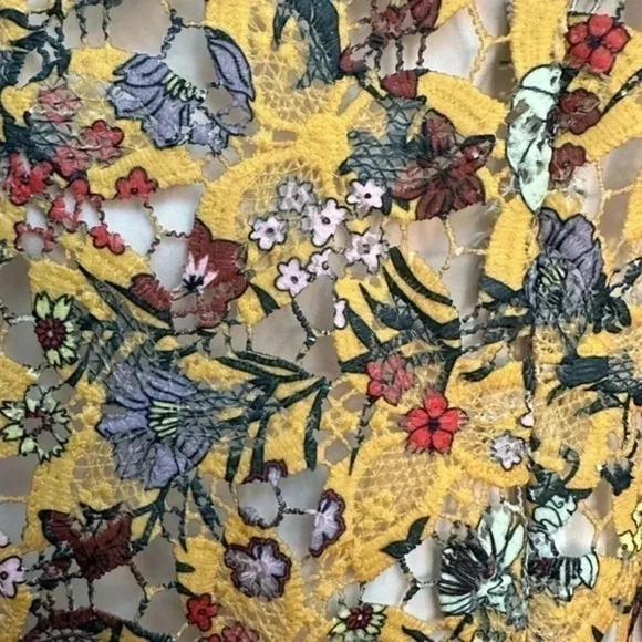 ALEX MARIE Anna Flounce Lace Off The Shoulder Yellow Floral Dress Size 4 Small - Picture 9 of 13